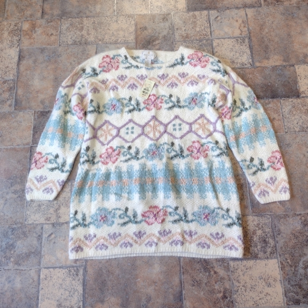 Vintage Express Tricot silk angora sweater size large BNWT